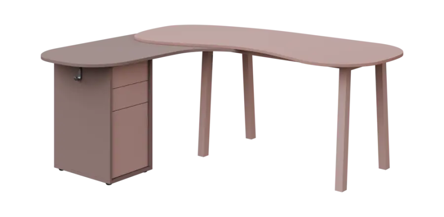 RGY 01 L stůl kancelářský, rohový, levý, masivní dřevěná podnož, deska 18 mm, široký 1840 mm, pudrová